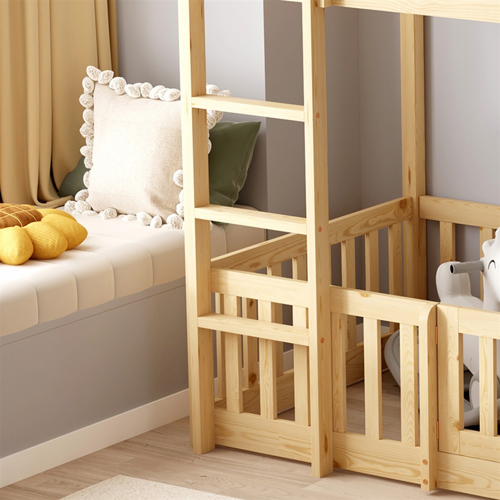 ΠΑΙΔΙΚΗ ΚΟΥΚΕΤΑ τ.MONTESSORI ΜΕ ΠΑΡΚΑΚΙ PLAYKID HM703.01 ΞΥΛΟ ΠΕΥΚΟΥ ΦΥΣΙΚΟ ΓΙΑ 190x90εκ