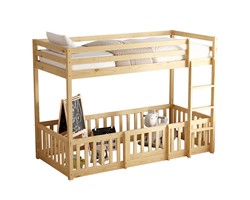 ΠΑΙΔΙΚΗ ΚΟΥΚΕΤΑ τ.MONTESSORI ΜΕ ΠΑΡΚΑΚΙ PLAYKID HM703.01 ΞΥΛΟ ΠΕΥΚΟΥ ΦΥΣΙΚΟ ΓΙΑ 190x90εκ