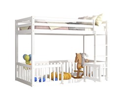 ΠΑΙΔΙΚΗ ΚΟΥΚΕΤΑ τ.MONTESSORI ΜΕ ΠΑΡΚΑΚΙ PLAYKID HM703.03 ΞΥΛΟ ΠΕΥΚΟΥ ΛΕΥΚΟ ΓΙΑ 190x90εκ