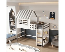 ΠΑΙΔΙΚΟ ΚΡΕΒΑΤΙ τ.MONTESSORI ΜΕ ΠΛΑΙΝΑ ΡΑΦΙΑ HOMI HM712 ΞΥΛΟ ΠΕΥΚΟΥ ΛΕΥΚΟ-ΓΚΡΙ-ΣΤΡΩΜΑ 90x190εκ