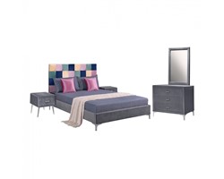 ΣΕΤ ΚΡΕΒΑΤΟΚΑΜΑΡΑΣ 4 ΤΜΧ ΒΕΛΟΥΔΟ ΓΚΡΙ COLOR PATTERN HM11263