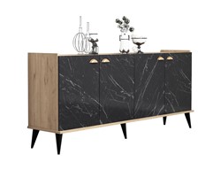 ΜΠΟΥΦΕΣ ΜΕΛΑΜΙΝΗΣ HM9045.01 NATURAL WOOD - ΜΑΥΡΟ ΜΑΡΜΑΡΟ 180x41x77,8Y εκ.