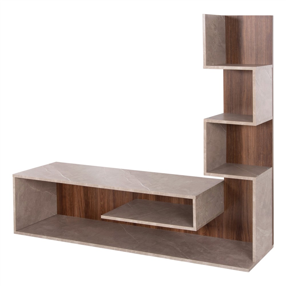 ΣΥΝΘΕΤΟ ΤΗΛΕΟΡΑΣΗΣ EDELIE HM8908.14 ΜΕΛΑΜΙΝΗ ΓΚΡΙ STONE TEXTURE-ΦΥΣΙΚΟ 150x29,5x120Υεκ.