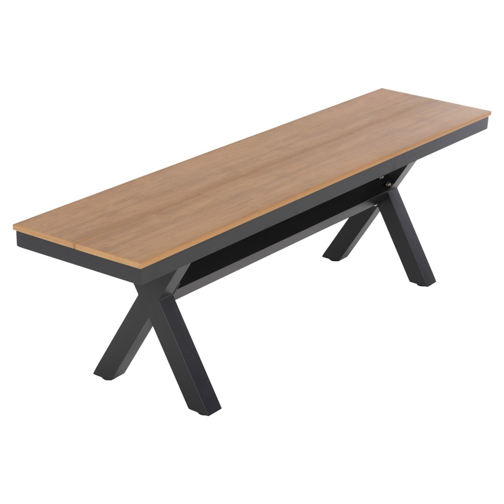ΠΑΓΚΑΚΙ ΑΛΟΥΜΙΝΙΟΥ TAWNEE HM6038.01 ΑΝΘΡΑΚΙ ΜΕ POLYWOOD ΚΑΘΙΣΜΑ ΣΕ ΦΥΣΙΚΟ ΧΡΩΜΑ 150x36x45Υεκ.