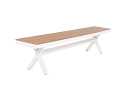 ΠΑΓΚΑΚΙ ΑΛΟΥΜΙΝΙΟΥ TAWNEE HM6040.02 ΛΕΥΚΟ-POLYWOOD ΚΑΘΙΣΜΑ ΦΥΣΙΚΟ 220x36x44,5Υεκ.