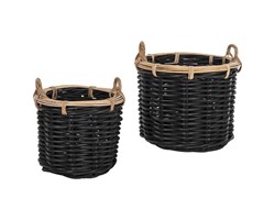 ΣΕΤ 2 ΚΑΛΑΘΙΑ POTTS HM4379 ΜΑΥΡO&ΦΥΣΙΚΟ ΧΡΩΜΑ- CL RATTAN Φ61+Φ45εκ.