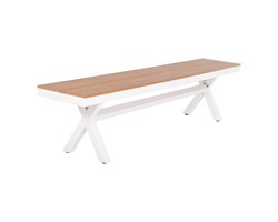 ΠΑΓΚΑΚΙ ΑΛΟΥΜΙΝΙΟΥ TAWNEE HM6038.02 ΛΕΥΚΟ-POLYWOOD ΚΑΘΙΣΜΑ ΦΥΣΙΚΟ 150x36x45Υεκ.