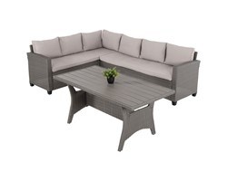 ΣΕΤ ΣΑΛΟΝΙ ΓΩΝΙΑ & ΤΡΑΠΕΖΙ CARSON HM6078.01 ΓΚΡΙ ΣΥΝΘ.RATTAN-ΜΑΞΙΛΑΡΙΑ