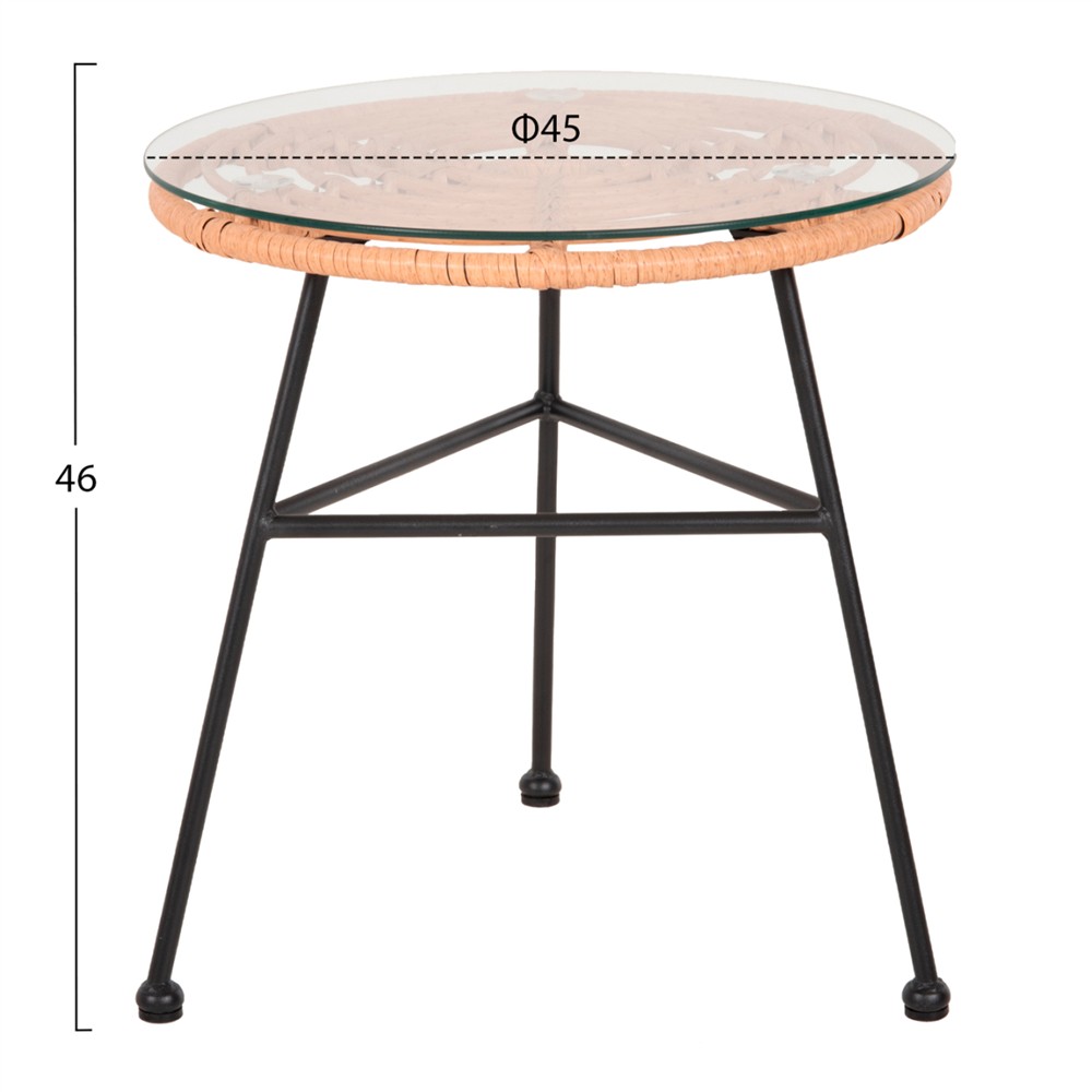 ΣΕΤ ΕΞΩΤΕΡΙΚΟΥ ΧΩΡΟΥ 3ΤΜΧ ALLEGRA HM21047.11 ΜΠΕΖ ΣΥΝΘ.RATTAN-ΜΕΤΑΛΛΟ ΣΕ ΜΑΥΡΟ