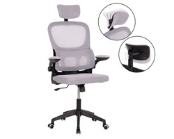 ΚΑΡΕΚΛΑ ΓΡΑΦΕΙΟΥ BASTON HM18236.02 ΓΚΡΙ MESH & ΜΑΥΡΟ PP ΣΚΕΛΕΤΟΣ 64x60x127Υεκ.