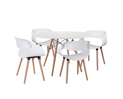 ΣΕΤ ΤΡΑΠΕΖΑΡΙΑΣ 5ΤΜΧ MAGGIE HM21186 MDF TOP & ΠΟΛΥΠΡΟΠΥΛΕΝΙΟ ΣΕ ΛΕΥΚΟ ΧΡΩΜΑ