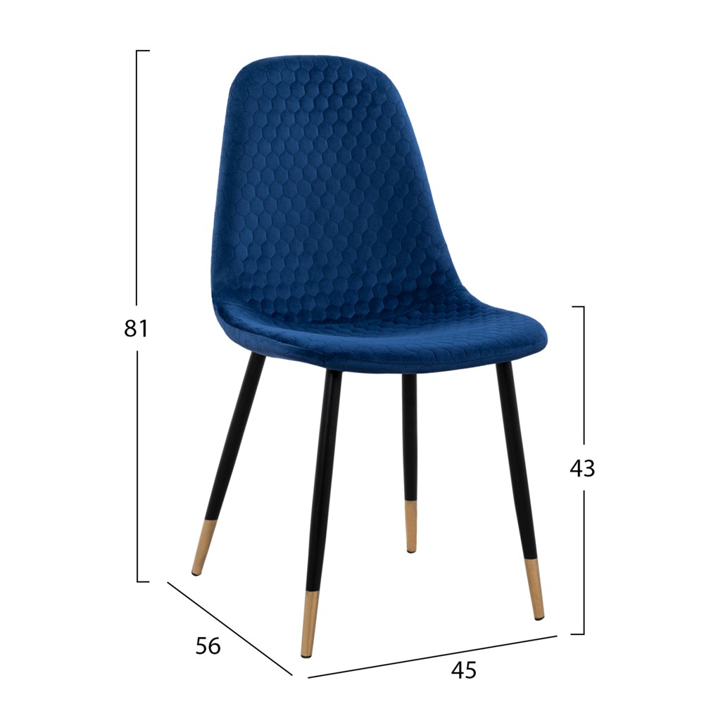 ΣΕΤ ΤΡΑΠΕΖΑΡΙΑΣ 5ΤΜΧ ALIZA HM11196.08 MDF TOP-ΒΕΛΟΥΔΟ ΜΠΛΕ & ΜΕΤΑΛΛΟ ΜΑΥΡΟ