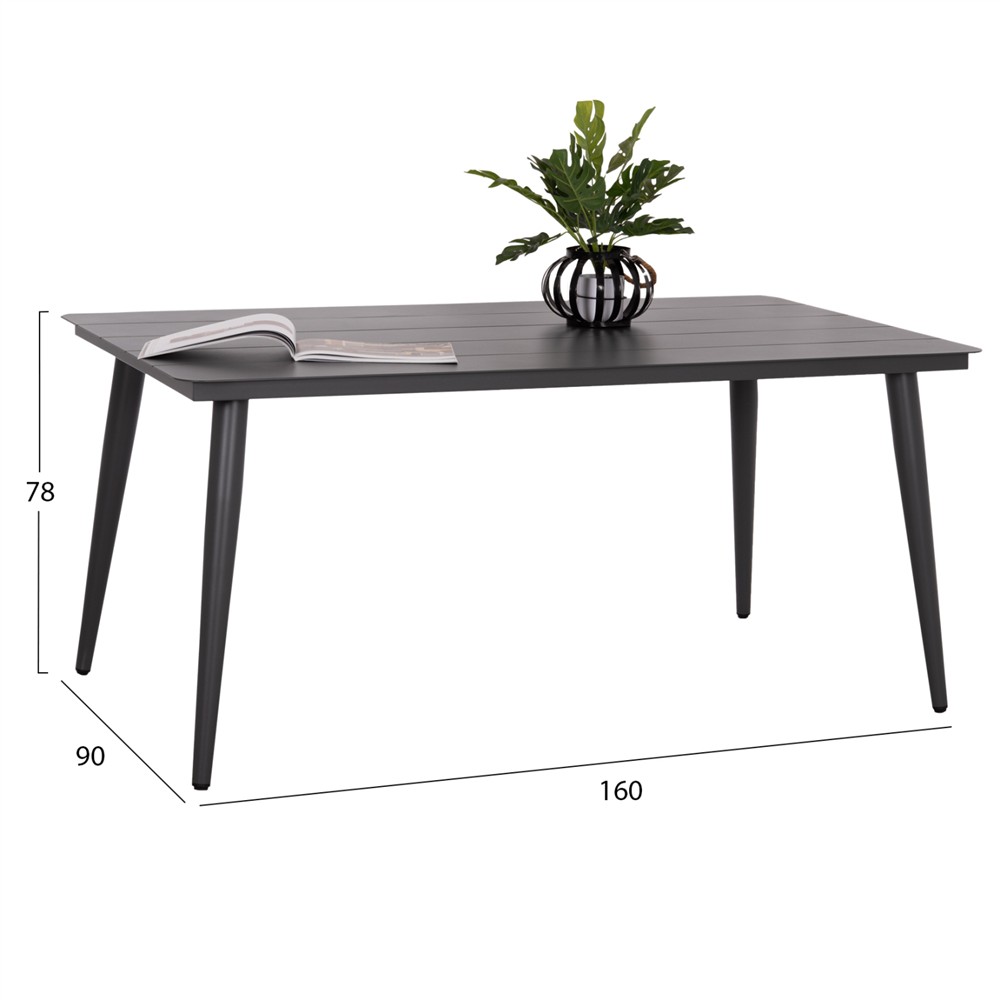 ΤΡΑΠΕΖΙ ΑΛΟΥΜΙΝΙΟΥ ΟΡΘΟΓΩΝΙΟ HIGER HM6291.01 ΓΚΡΙ 160x90x78Υεκ.