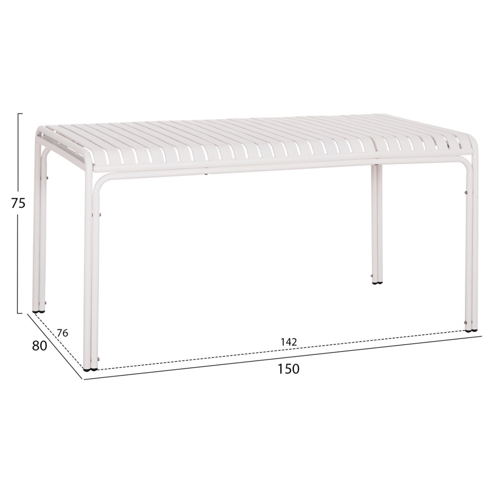ΤΡΑΠΕΖΙ ΑΛΟΥΜΙΝΙΟΥ RACHEL HM6339.02 ΛΕΥΚΟ 150x80x75Υεκ.