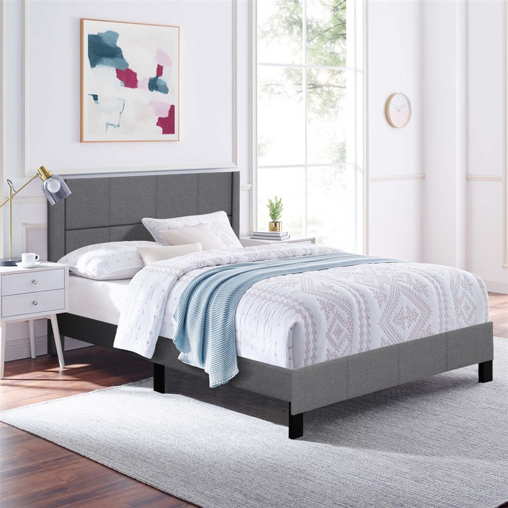 ΚΡΕΒΑΤΙ ΔΙΠΛΟ & ΣΤΡΩΜΑ TRILLOP HM21202.12 ΓΚΡΙ ΥΦΑΣΜΑ--ΓΙΑ 160x200εκ