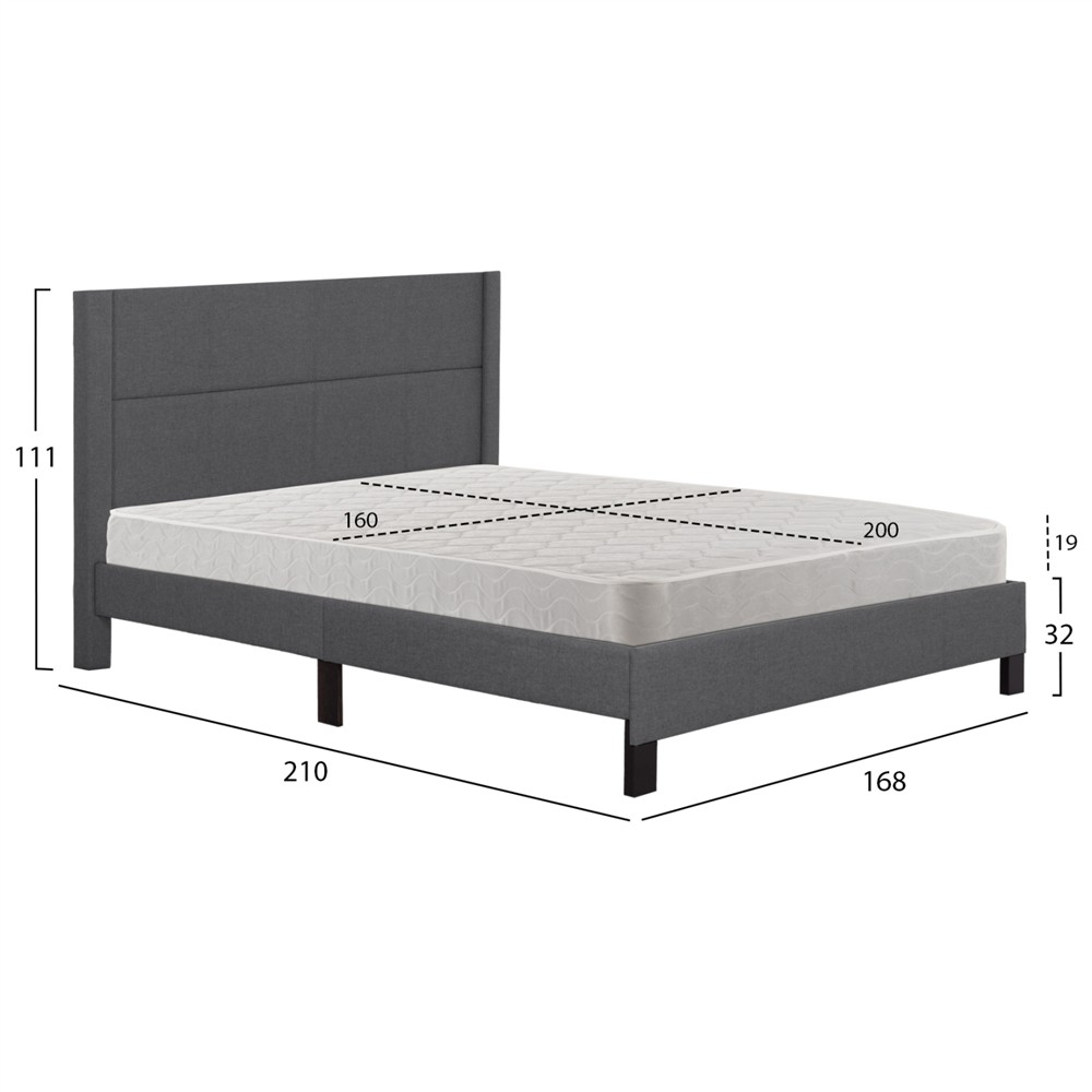 ΚΡΕΒΑΤΙ ΔΙΠΛΟ & ΣΤΡΩΜΑ TRILLOP HM21202.12 ΓΚΡΙ ΥΦΑΣΜΑ--ΓΙΑ 160x200εκ