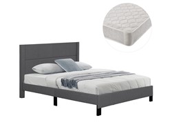 ΚΡΕΒΑΤΙ ΔΙΠΛΟ & ΣΤΡΩΜΑ TRILLOP HM21202.12 ΓΚΡΙ ΥΦΑΣΜΑ--ΓΙΑ 160x200εκ
