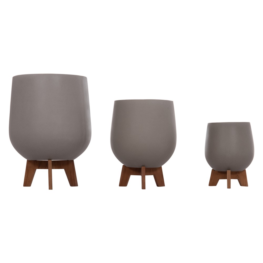 ΣΕΤ 3 ΓΛΑΣΤΡΕΣ ΜΕ TEAK ΒΑΣΕΙΣ TRYLL HM4681.03 FIBER CEMENT--ΓΚΡΙ