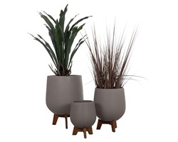 ΣΕΤ 3 ΓΛΑΣΤΡΕΣ ΜΕ TEAK ΒΑΣΕΙΣ TRYLL HM4681.03 FIBER CEMENT--ΓΚΡΙ