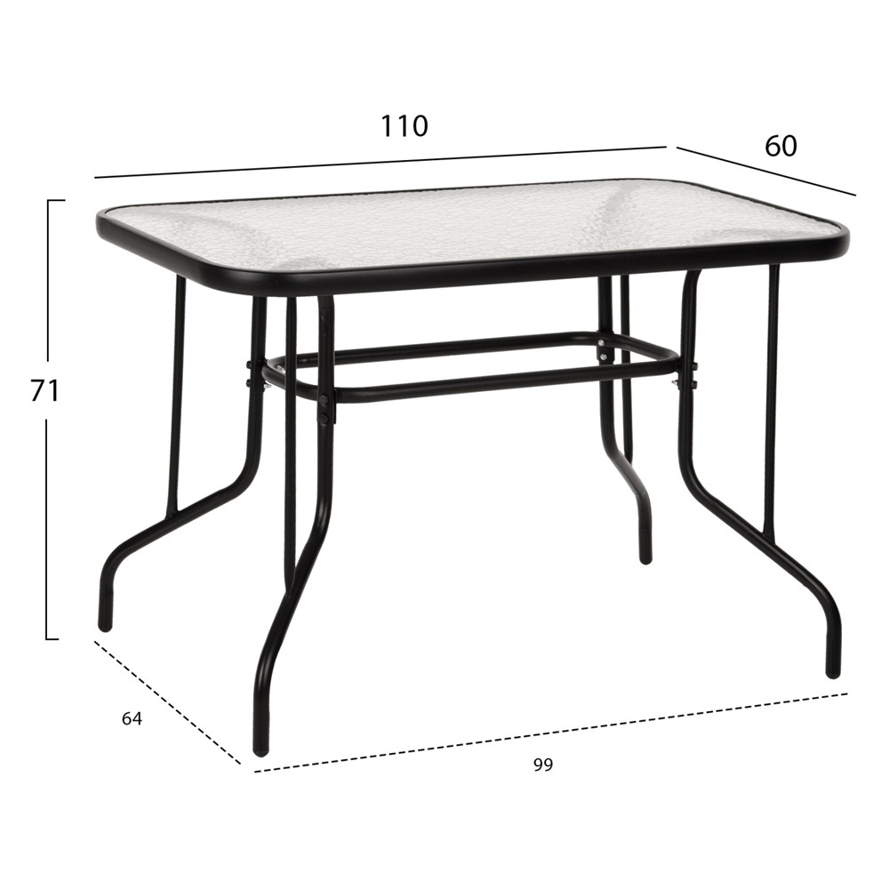 ΣΕΤ ΤΡΑΠΕΖΑΡΙΑΣ 5ΤΜΧ ADAM HM21220.03 ΚΑΡΕΚΛΕΣ ΜΕΤΑΛΛΙΚΕΣ & ΤΡΑΠΕΖΙ 110x60 ΜΑΥΡΟ