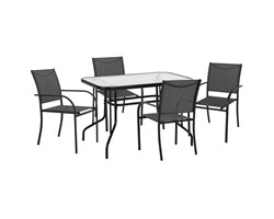 ΣΕΤ ΤΡΑΠΕΖΑΡΙΑΣ 5ΤΜΧ REDAN HM21223.01 ΤΡΑΠΕΖΙ & 4 ΠΟΛΥΘΡΟΝΕΣ ΣΕ ΜΑΥΡΟ