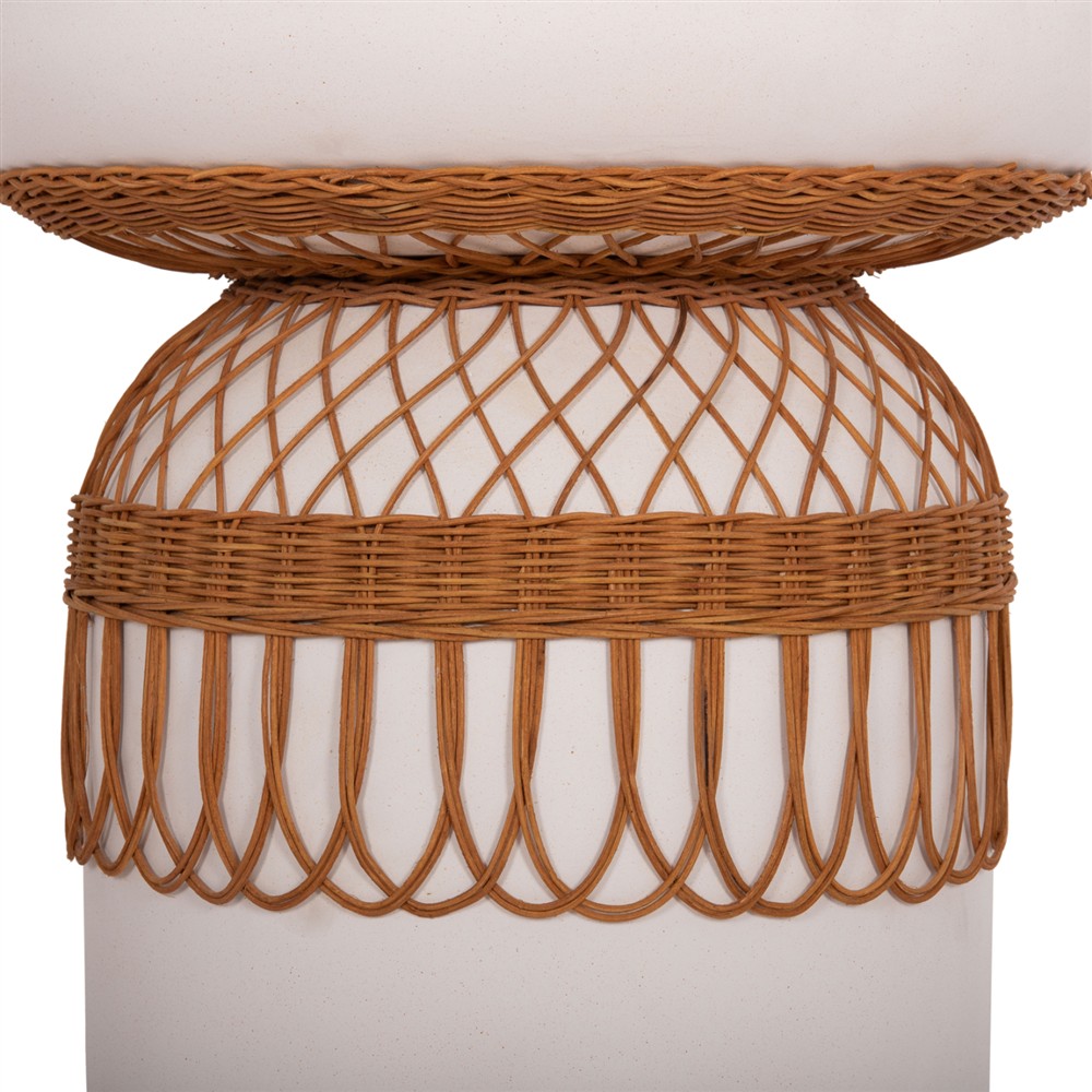 ΒΟΗΘΗΤΙΚΟ ΤΡΑΠΕΖΙ PRILEP HM18159.02 FIBER CEMENT ΛΕΥΚΟ & RATTAN--Φ60x76,5Υεκ
