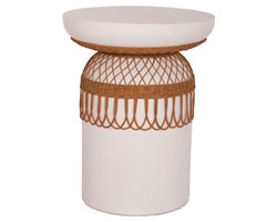 ΒΟΗΘΗΤΙΚΟ ΤΡΑΠΕΖΙ PRILEP HM18159.02 FIBER CEMENT ΛΕΥΚΟ & RATTAN--Φ60x76,5Υεκ