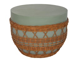 ΤΡΑΠΕΖΙ ΣΑΛΟΝΙΟΥ VILHENA HM18165 FIBER CEMENT ΠΡΑΣΙΝΟ-RATTAN ΦΥΣΙΚΟ Φ56x47Υεκ.
