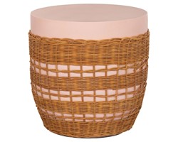 ΒΟΗΘΗΤΙΚΟ ΤΡΑΠΕΖΙ VILHENA HM18166 FIBER CEMENT ΡΟΖ-RATTAN ΦΥΣΙΚΟ Φ44.5x45Υεκ.