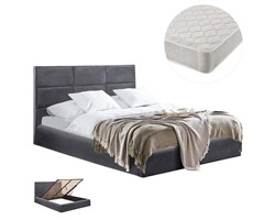 ΚΡΕΒΑΤΙ ΔΙΠΛΟ & ΣΤΡΩΜΑ BRILEY HM21272.01 ΓΚΡΙ ΒΕΛΟΥΔΟ ΜΕ ΑΠΟΘ.ΧΩΡΟ--ΓΙΑ 160x200εκ