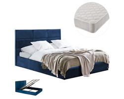 ΚΡΕΒΑΤΙ ΔΙΠΛΟ & ΣΤΡΩΜΑ BRILEY HM21272.03 ΜΠΛΕ ΒΕΛΟΥΔΟ ΜΕ ΑΠΟΘ.ΧΩΡΟ--ΓΙΑ 160x200εκ