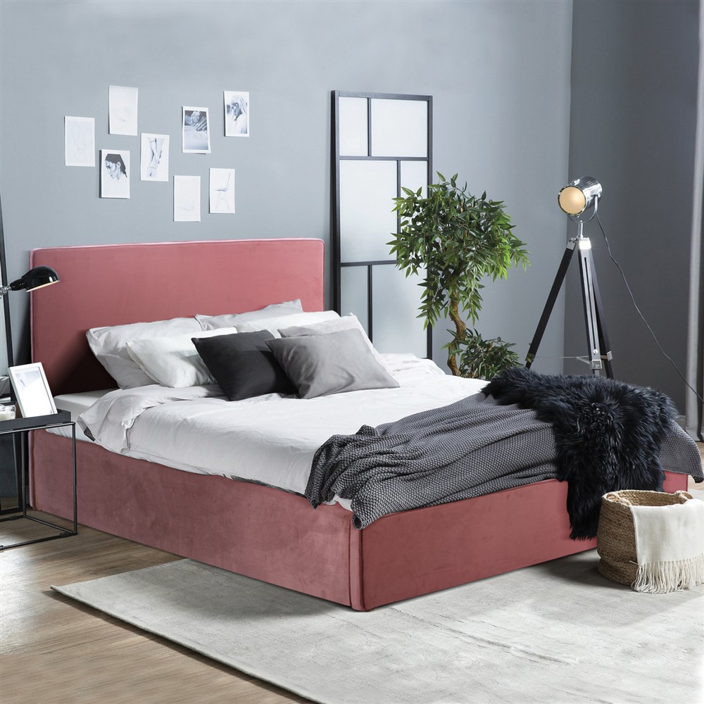 ΚΡΕΒΑΤΙ ΔΙΠΛΟ & ΣΤΡΩΜΑ ALLIE HM21273.02 ΣΑΠΙΟ ΜΗΛΟ ΒΕΛΟΥΔΟ ΜΕ ΑΠΟΘ.ΧΩΡΟ--ΓΙΑ 160x200εκ