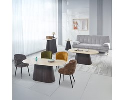ΣΕΤ 3 ΤΡΑΠΕΖΙΑ & 1 ΚΟΝΣΟΛΑ CATER HM21261 ΚΕΡΑΜΙΚΟ TOP ΟΨΗ ΤΡΑΒΕΡΤΙΝΑΣ-MDF ΒΑΣΗ ΚΑΦΕ