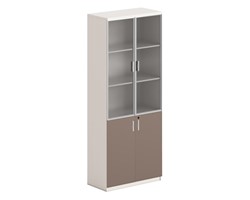 ΒΙΒΛΙΟΘΗΚΗ NEWLINE HM18281 ΜΕΛΑΜΙΝΗ ΕΚΡΟΥ & ΚΑΦΕ--ΓΥΑΛΙ 80x40x200Υεκ.
