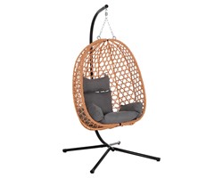 ΚΡΕΜΑΣΤΗ ΦΩΛΙΑ NESTA HM6468.05 ΜΑΥΡΟ ΜΕΤΑΛΛΟ--ΚΑΦΕ P.E.RATTAN 100x100x190Υεκ.