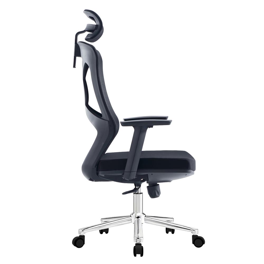 ΚΑΡΕΚΛΑ ΓΡΑΦΕΙΟΥ FLEXORA HM1213.01 ΜΑΥΡO MESH-ΒΑΣΗ ΧΡΩΜΙΟΥ 60x63x125Υεκ