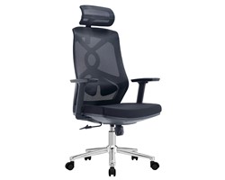 ΚΑΡΕΚΛΑ ΓΡΑΦΕΙΟΥ FLEXORA HM1213.01 ΜΑΥΡO MESH-ΒΑΣΗ ΧΡΩΜΙΟΥ 60x63x125Υεκ