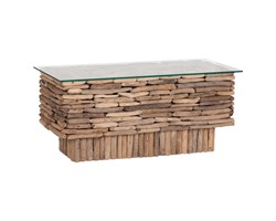 ΤΡΑΠΕΖΙ ΣΑΛΟΝΙΟΥ ΟΡΘΟΓΩΝΙΟ SPARROW HM18366 DRIFTWOOD--ΓΥΑΛΙ 105x45x47Υεκ.